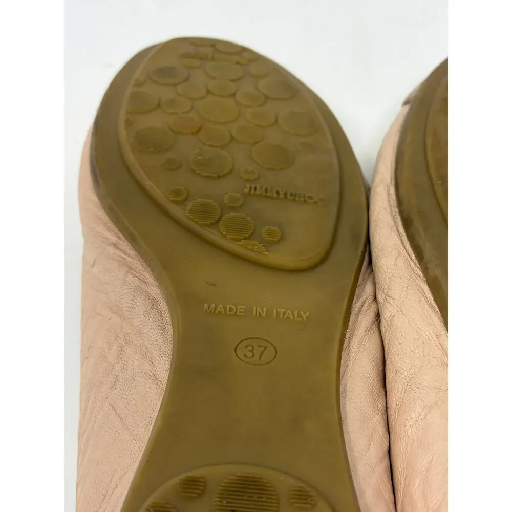 Jimmy Choo ballet flats 37 cap toe pink gold leather *flaws*